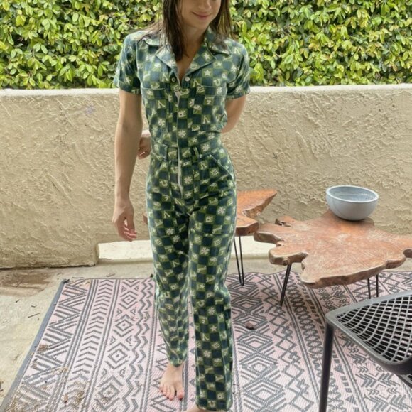 Big Bud Press Pants - Big Bud Press Women's Jumpsuit size XXS Green Good Luck Shamrock Horseshoe Rare